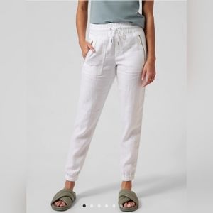 Athleta Cabo Linen Jogger Size 22 Calla Lily White #530642 NEW Tapered 100% NWT